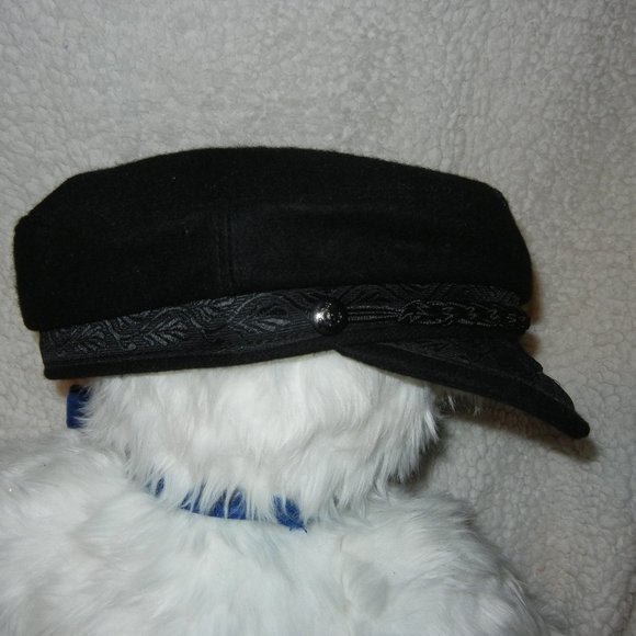 Vintage Authentic Greek Fisherman Cap Hat Black Wool 7 3/8 - Picture 3 of 6